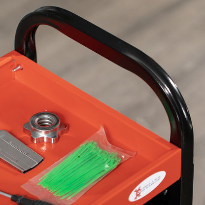 Workshop Cart Tool Cart with 3 Shelves Wheels and Perforated Panels for Mechanical Garage Home Load 100 kg Red and Black