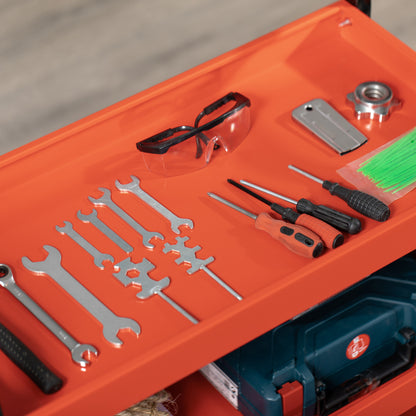 Workshop Cart Tool Cart with 3 Shelves Wheels and Perforated Panels for Mechanical Garage Home Load 100 kg Red and Black