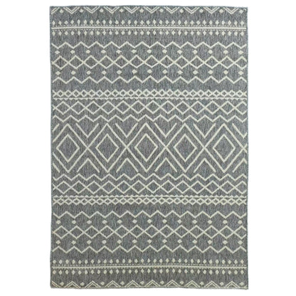 Flat Weave Rug Washable Anti-Slip Kitchen Rug with Boho Design for Patio Balcony Living Room & Kitchen, 170 x 120 cm, Gray
