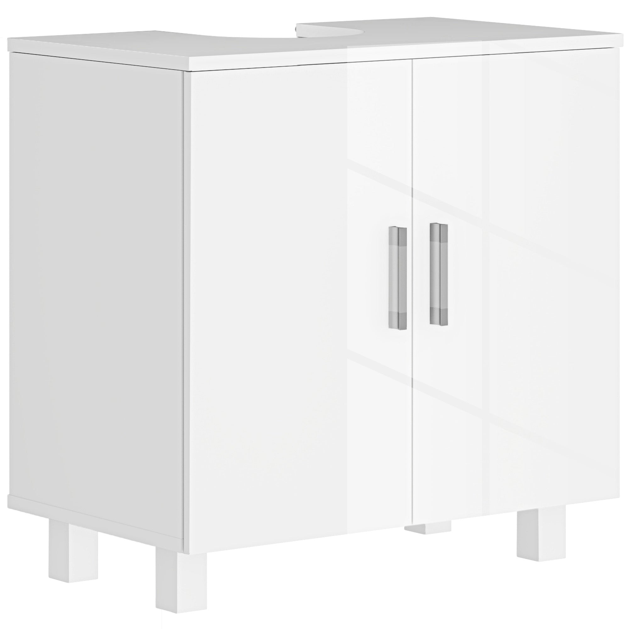 Under Sink Cabinet Sink Cabinet with Pedestal Bathroom Cabinet with 2 Doors 2 Shelves and Anti-Tip System for Bathroom 60x35x60 cm White