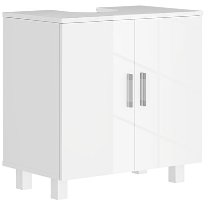 Under Sink Cabinet Sink Cabinet with Pedestal Bathroom Cabinet with 2 Doors 2 Shelves and Anti-Tip System for Bathroom 60x35x60 cm White