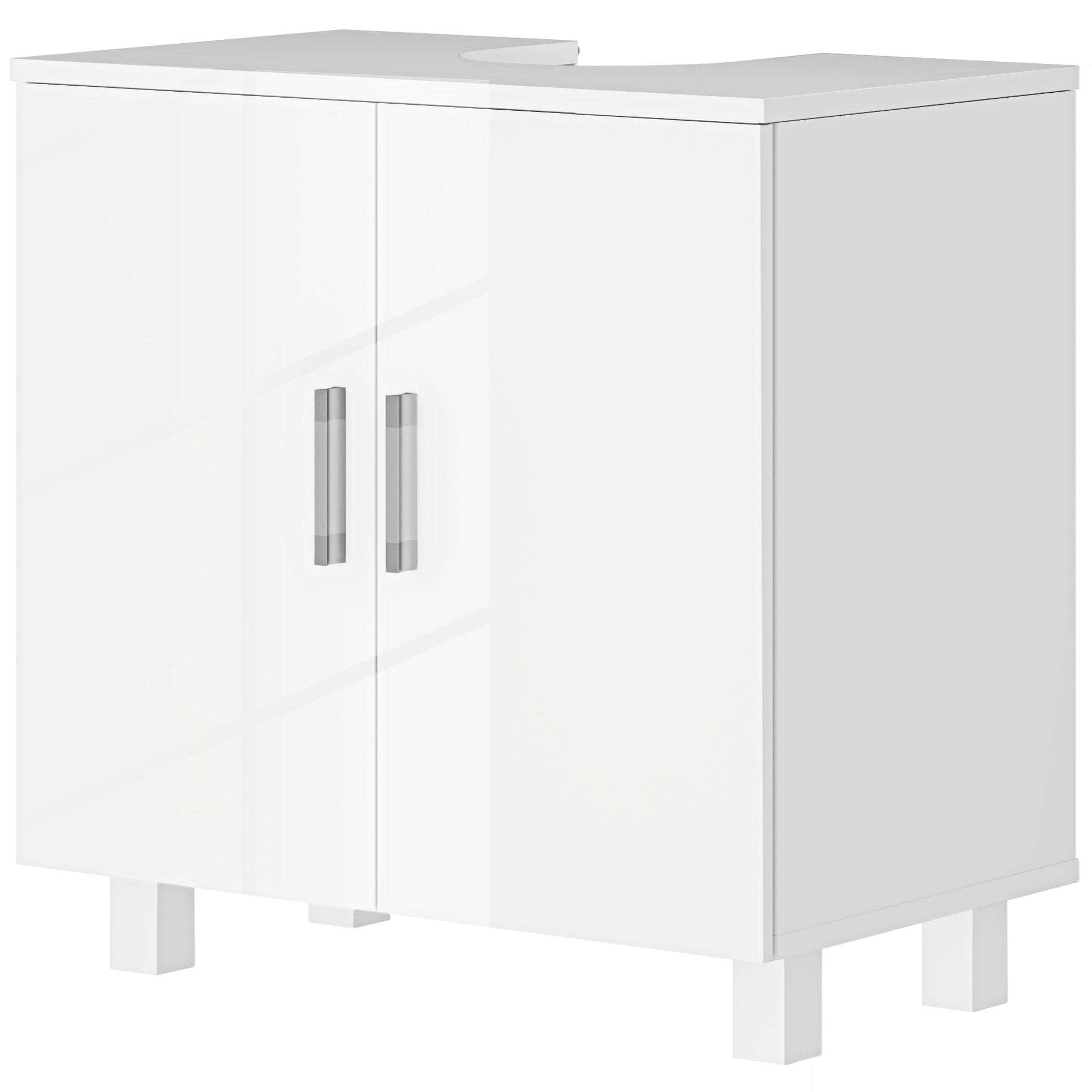 Under Sink Cabinet Sink Cabinet with Pedestal Bathroom Cabinet with 2 Doors 2 Shelves and Anti-Tip System for Bathroom 60x35x60 cm White