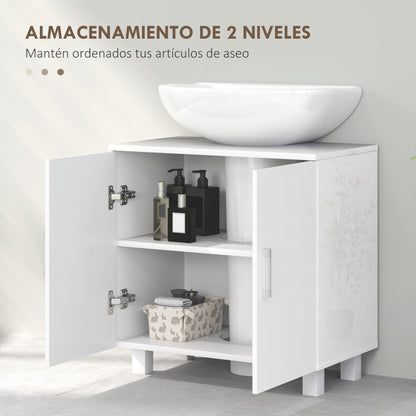 Under Sink Cabinet Sink Cabinet with Pedestal Bathroom Cabinet with 2 Doors 2 Shelves and Anti-Tip System for Bathroom 60x35x60 cm White