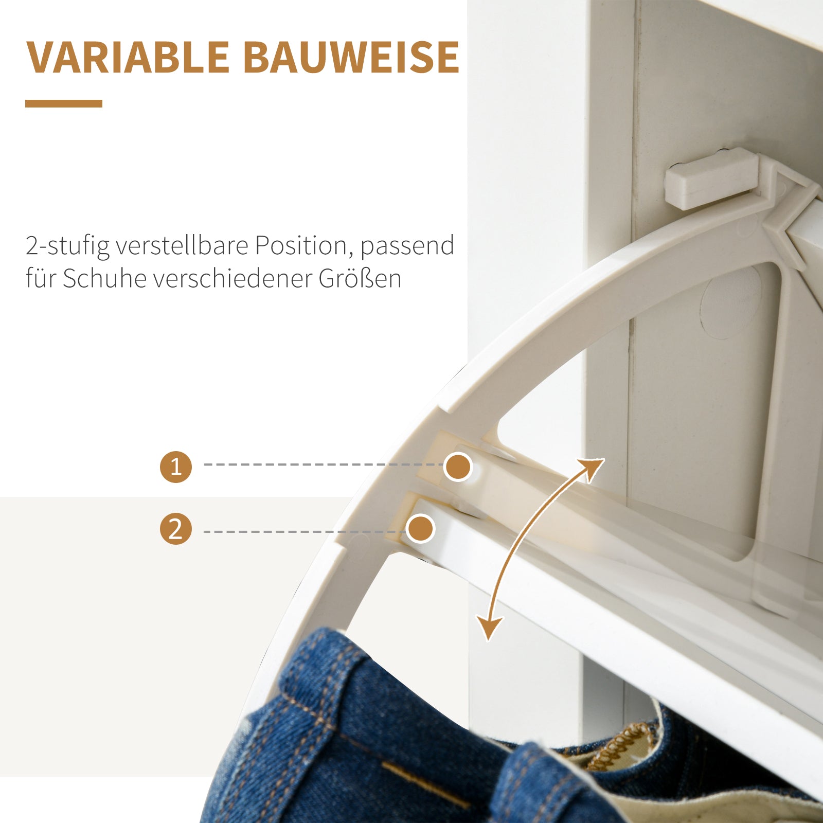 Shoe Cabinet with 2 Flaps, Shoe Rack, Narrow Shoe Storage with Adjustable Partition, Shoe Chest for 12 Pairs of Shoes 72 x 26 x 80 cm, White+Natural