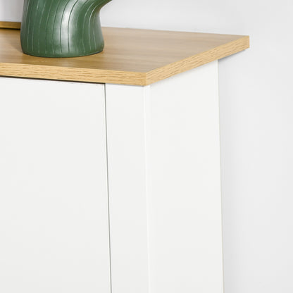 Shoe Cabinet with 2 Flaps, Shoe Rack, Narrow Shoe Storage with Adjustable Partition, Shoe Chest for 12 Pairs of Shoes 72 x 26 x 80 cm, White+Natural