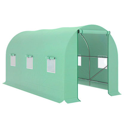 Outdoor Greenhouse 4x2x2 m Tunnel Greenhouse with 6 Roll-Up Mesh Windows and Zippered Roll-Up Door Anti-UV Greenhouse for Patio Garden