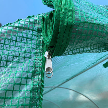 Outdoor Greenhouse 4x2x2 m Tunnel Greenhouse with 6 Roll-Up Mesh Windows and Zippered Roll-Up Door Anti-UV Greenhouse for Patio Garden