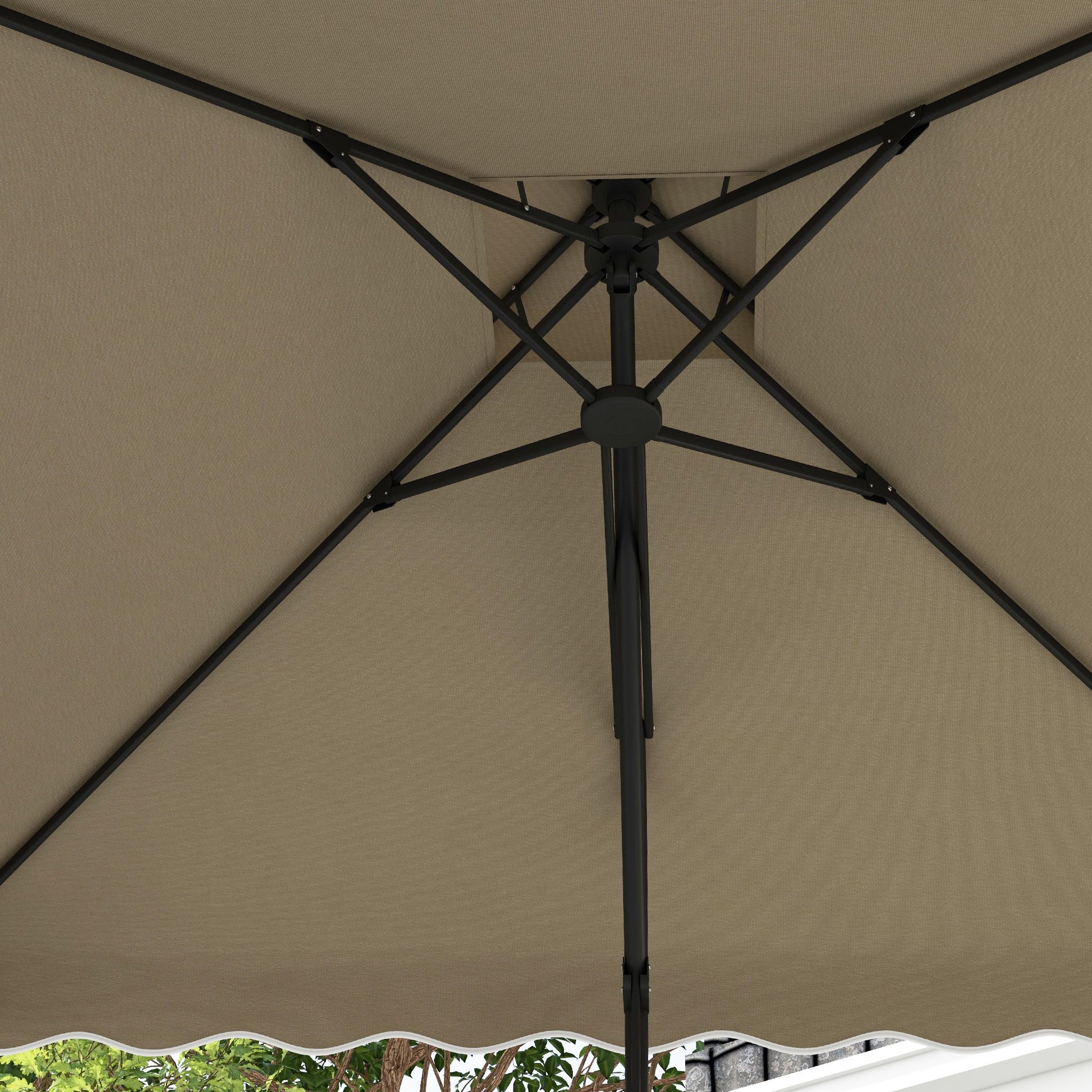 Outdoor Terrace Umbrella 2.5m Cantilever Umbrella with Crank Double Roof with Wavy Edge and Cross Base Garden Umbrella for Outdoor Patio Terrace Khaki
