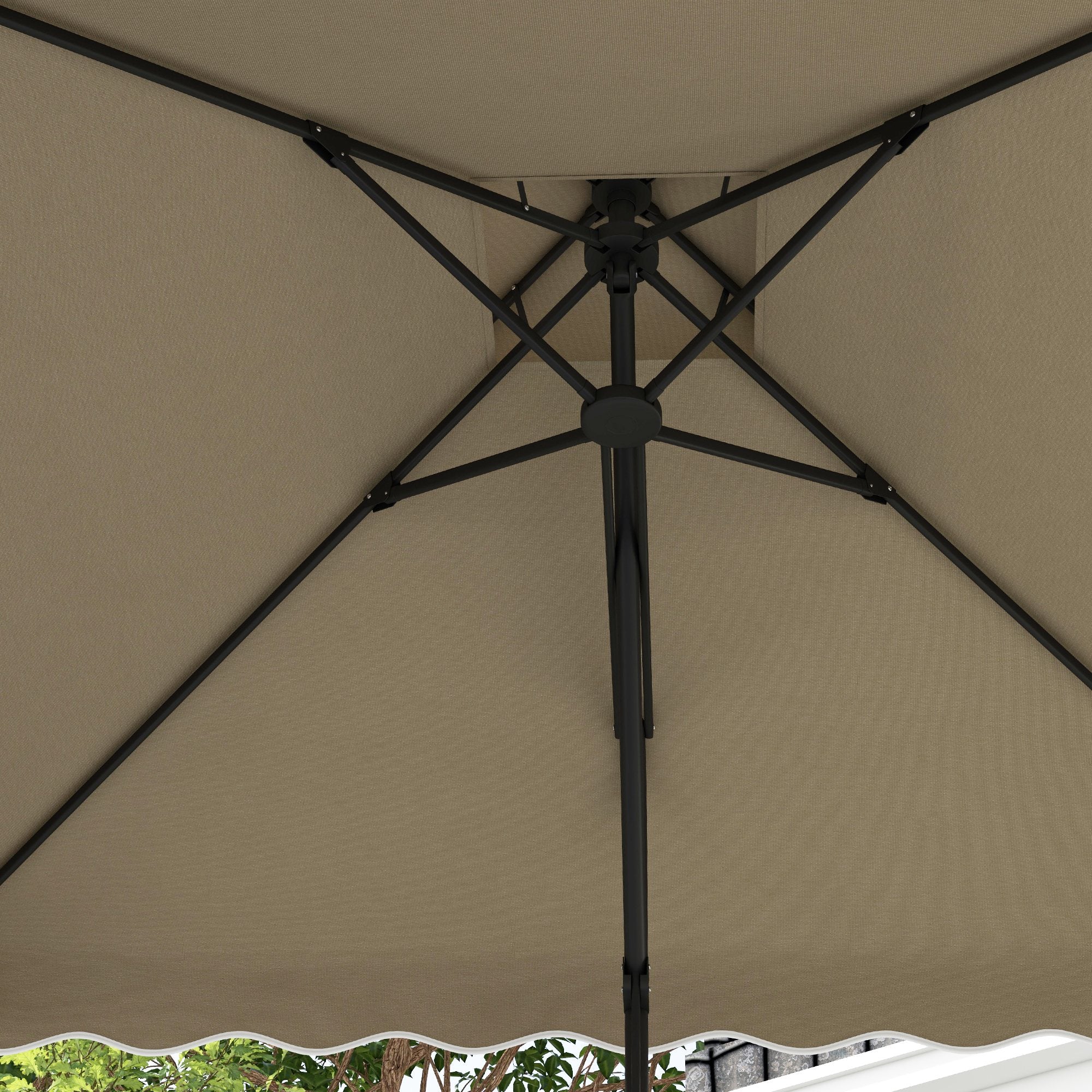 Outdoor Terrace Umbrella 2.5m Cantilever Umbrella with Crank Double Roof with Wavy Edge and Cross Base Garden Umbrella for Outdoor Patio Terrace Khaki
