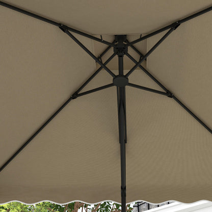 Outdoor Terrace Umbrella 2.5m Cantilever Umbrella with Crank Double Roof with Wavy Edge and Cross Base Garden Umbrella for Outdoor Patio Terrace Khaki