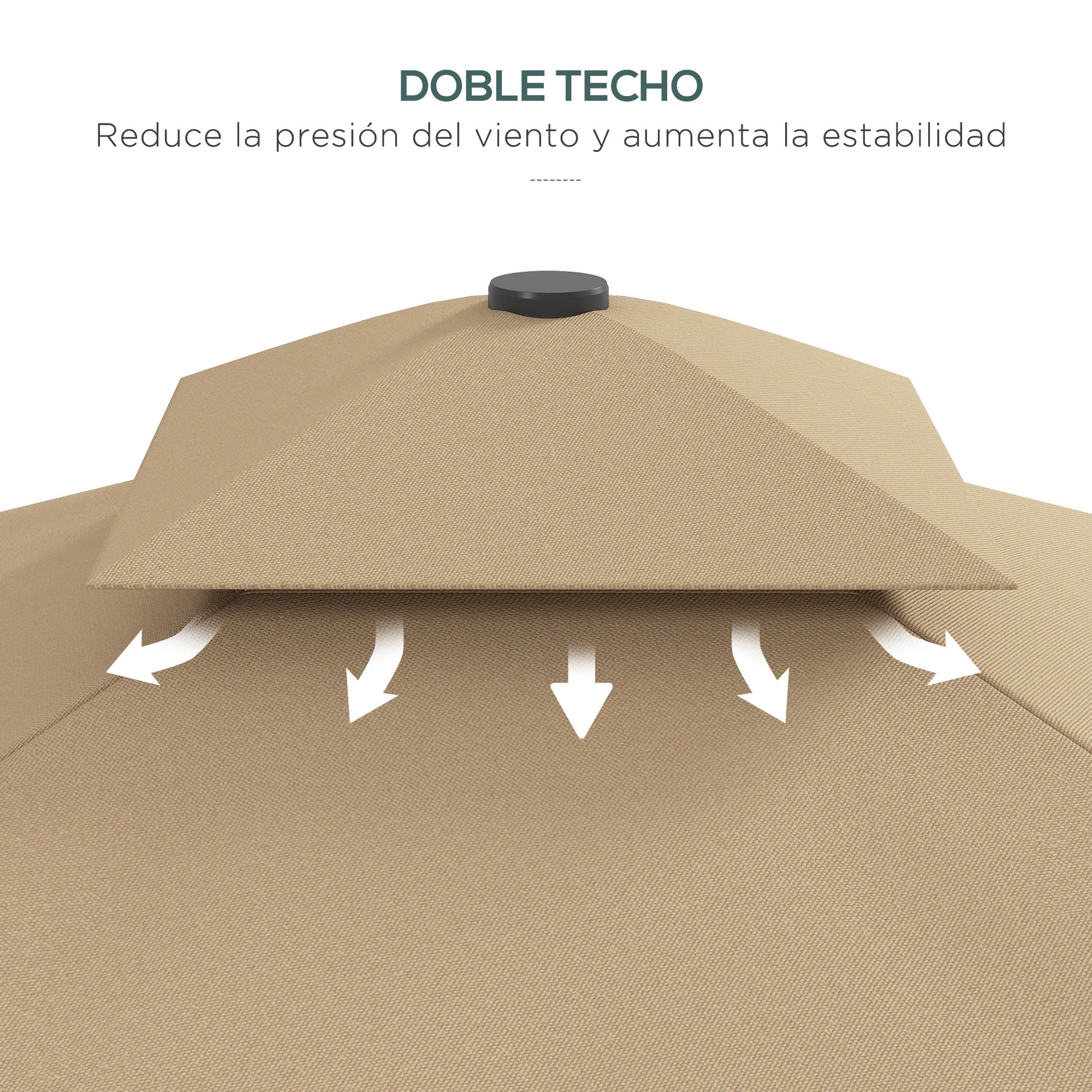 Outdoor Terrace Umbrella 2.5m Cantilever Umbrella with Crank Double Roof with Wavy Edge and Cross Base Garden Umbrella for Outdoor Patio Terrace Khaki