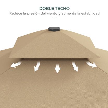Outdoor Terrace Umbrella 2.5m Cantilever Umbrella with Crank Double Roof with Wavy Edge and Cross Base Garden Umbrella for Outdoor Patio Terrace Khaki