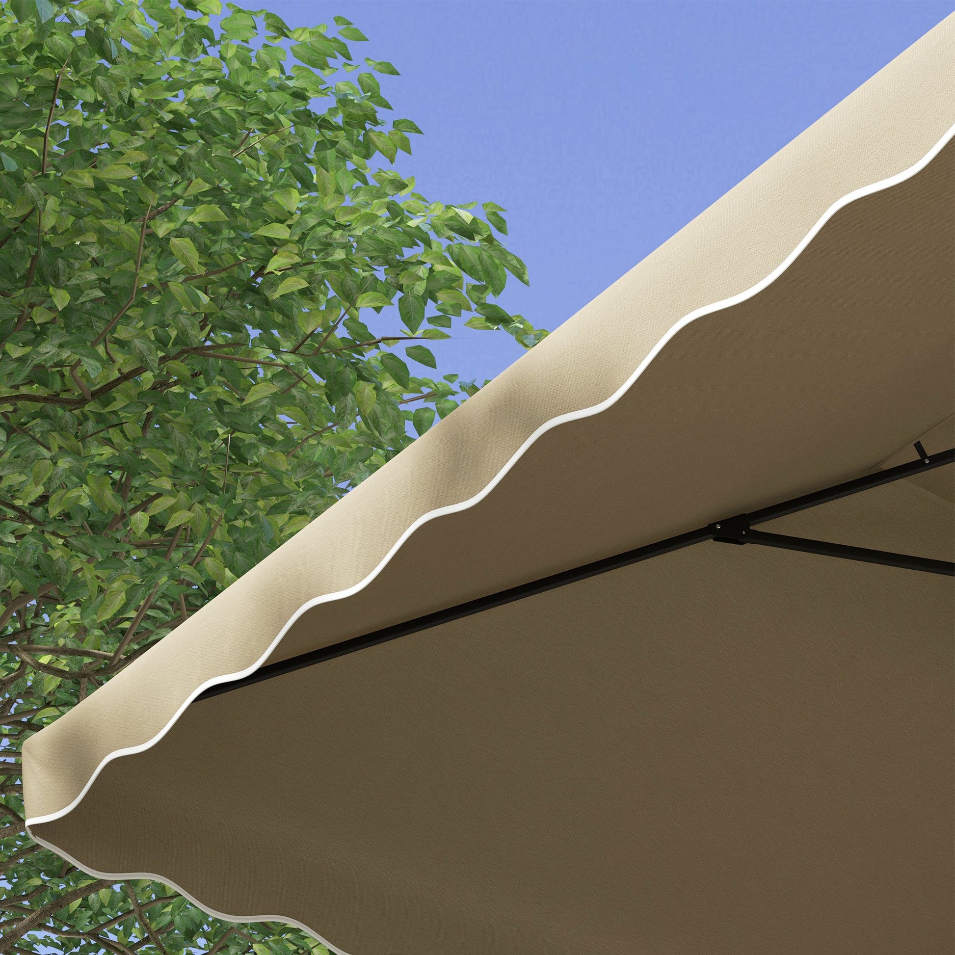 Outdoor Terrace Umbrella 2.5m Cantilever Umbrella with Crank Double Roof with Wavy Edge and Cross Base Garden Umbrella for Outdoor Patio Terrace Khaki