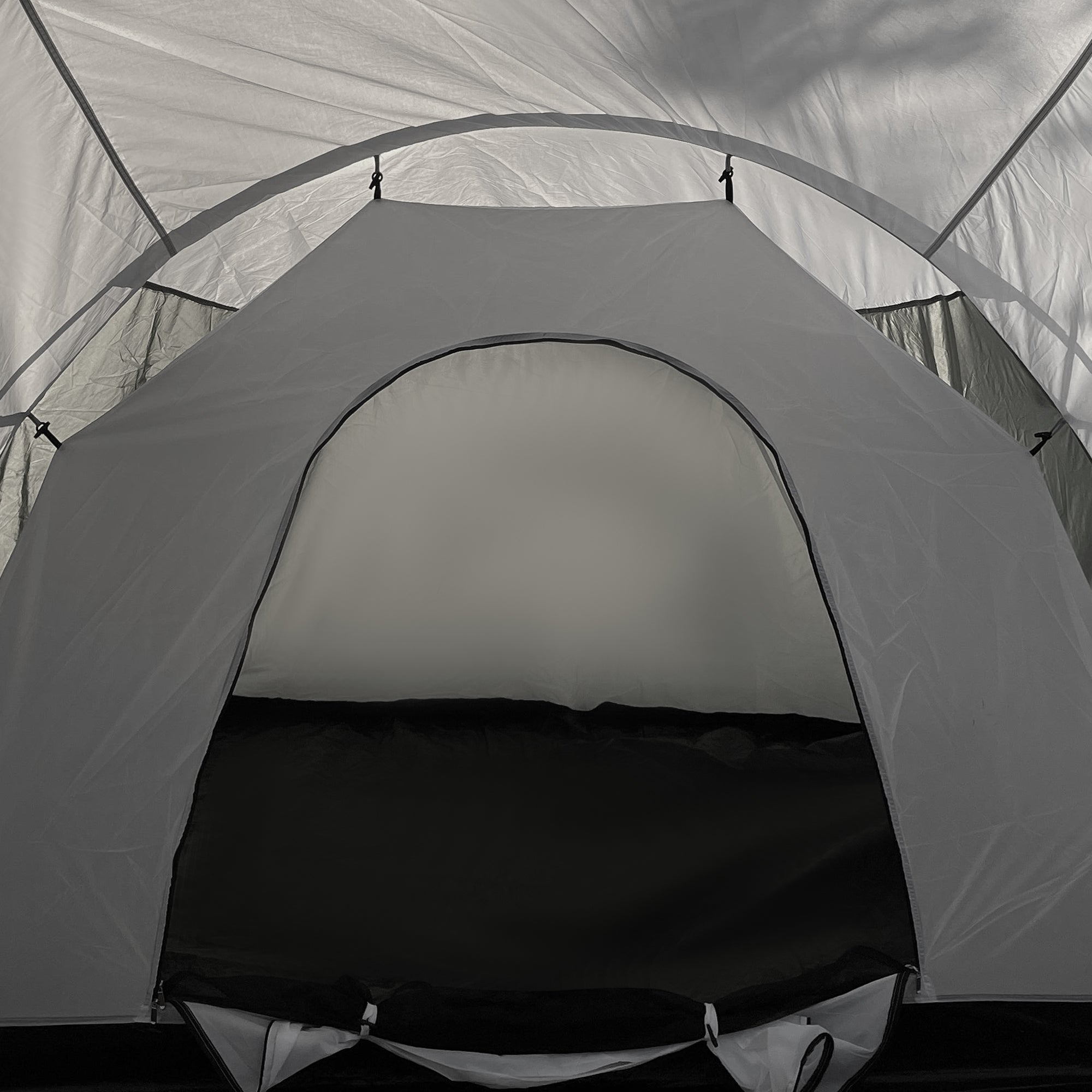 Tunnel Tent, Camping Tent for 6-9 People, Family Tent with 3 Bedrooms, Living Room, Porch, Carrying Bag, 2000mm Waterproof Oxford, for Garden, Gray