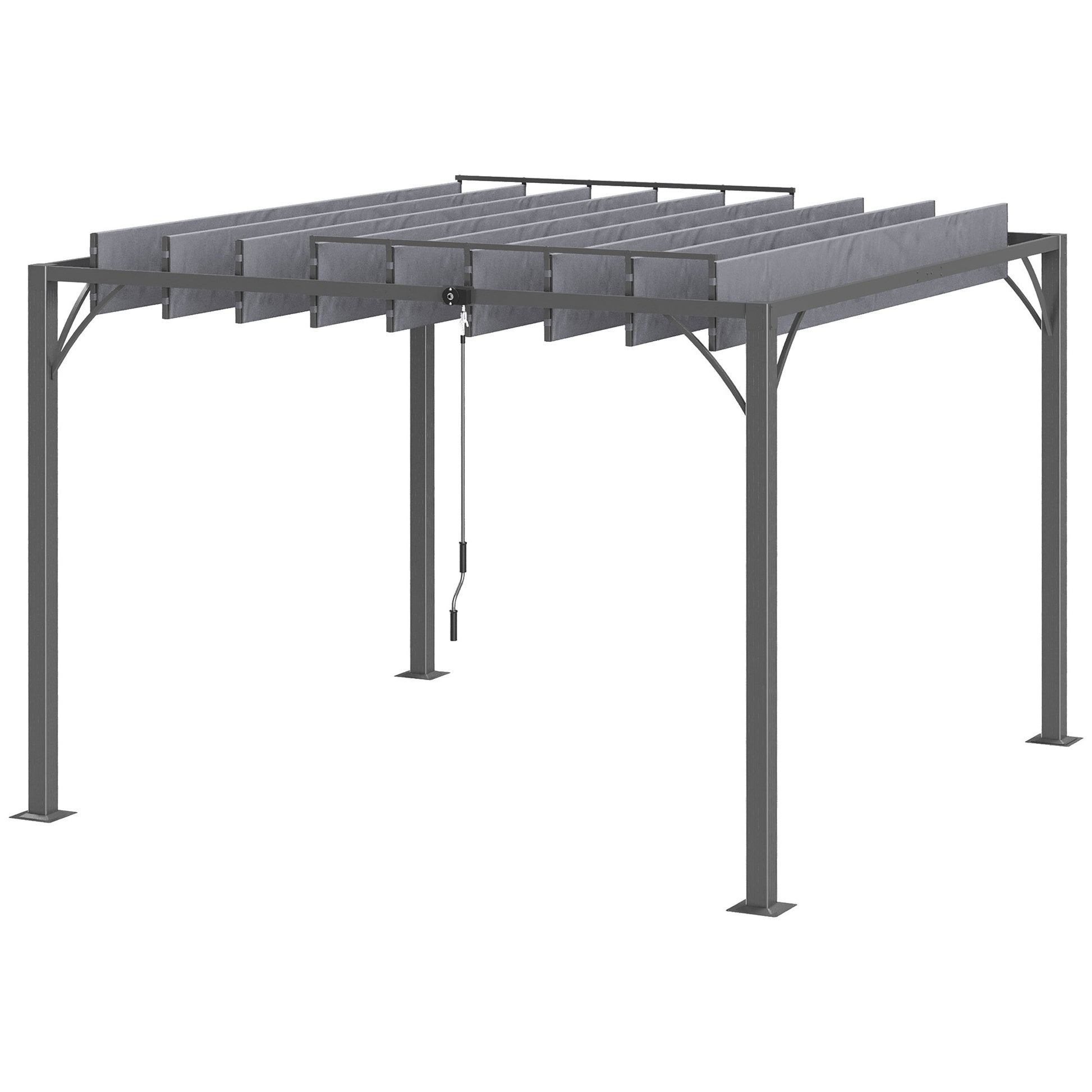 Garden Gazebo 3x3m Aluminum Pergola with Rotating Adjustable Slats Top Design up to 135° and UV 50+ Protection Pavilion for Patio Terrace Balcony Gray