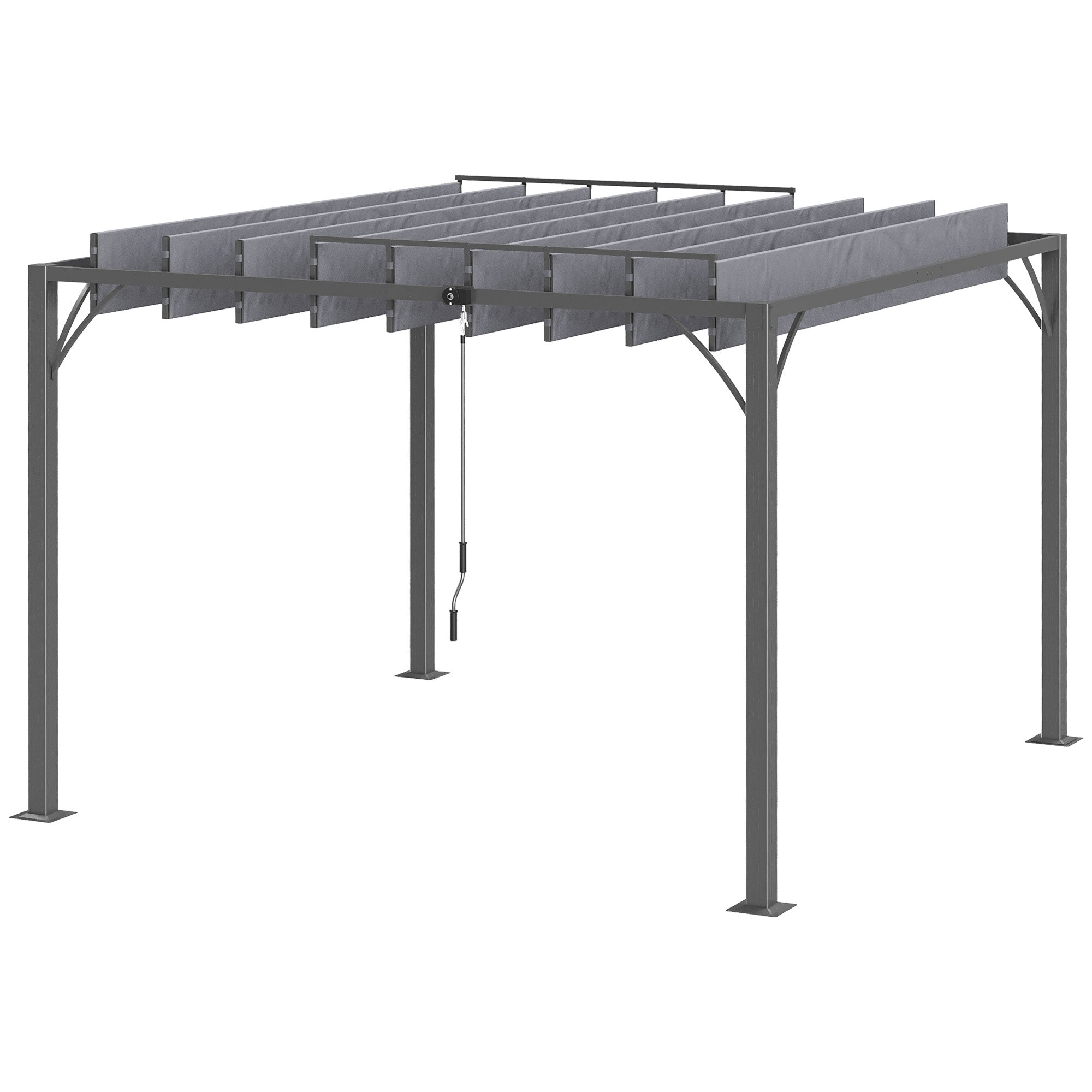Garden Gazebo 3x3m Aluminum Pergola with Rotating Adjustable Slats Top Design up to 135° and UV 50+ Protection Pavilion for Patio Terrace Balcony Gray
