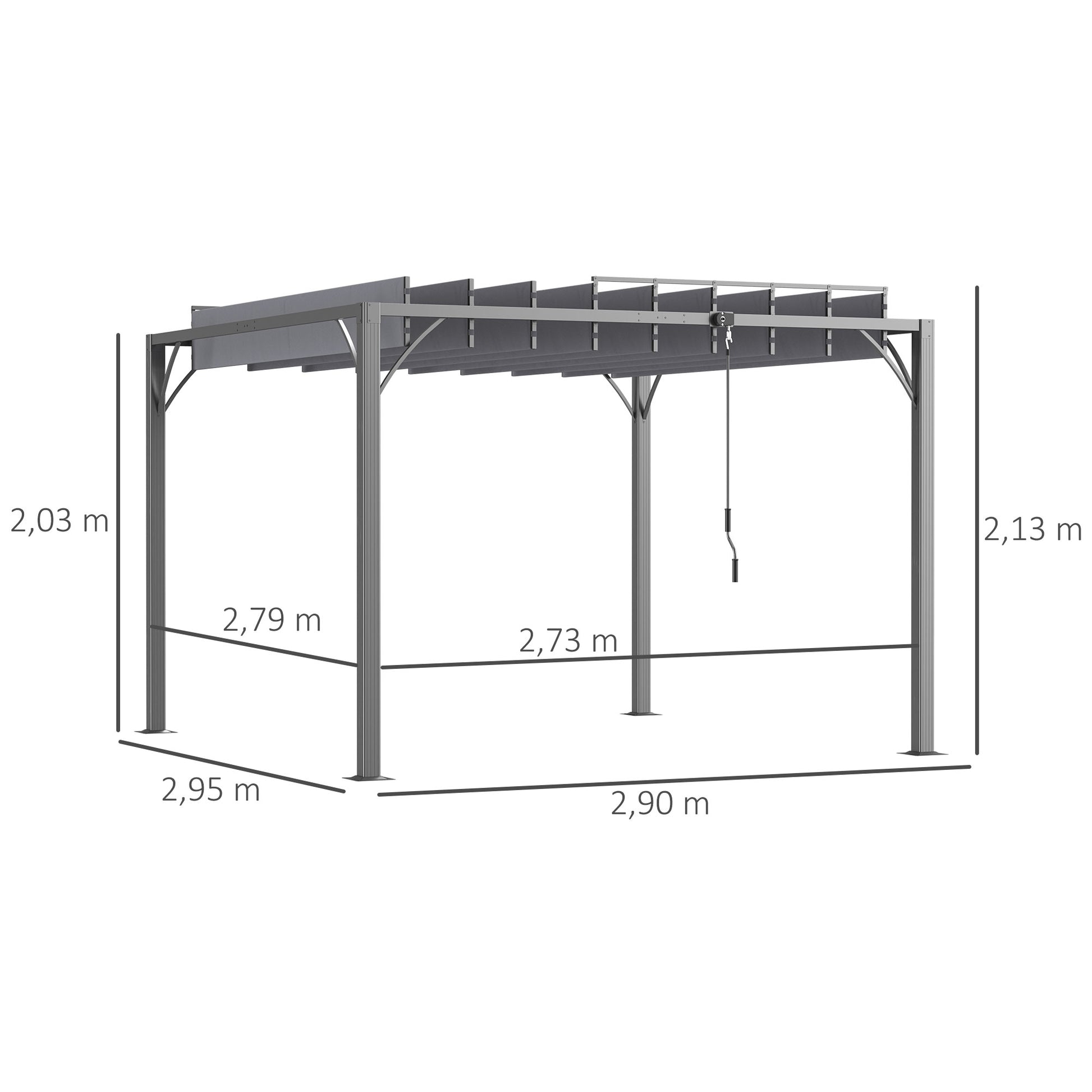 Garden Gazebo 3x3m Aluminum Pergola with Rotating Adjustable Slats Top Design up to 135° and UV 50+ Protection Pavilion for Patio Terrace Balcony Gray