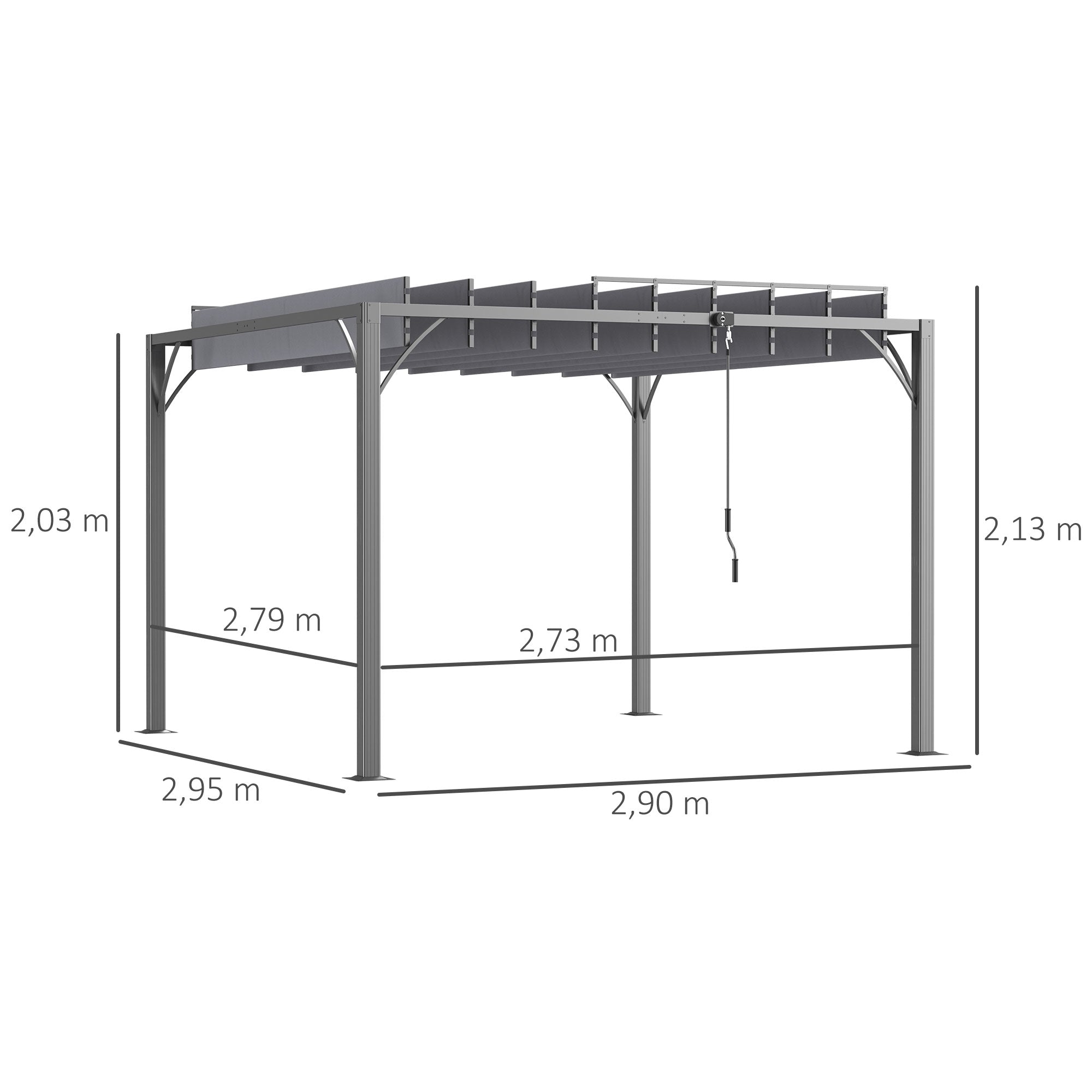 Garden Gazebo 3x3m Aluminum Pergola with Rotating Adjustable Slats Top Design up to 135° and UV 50+ Protection Pavilion for Patio Terrace Balcony Gray