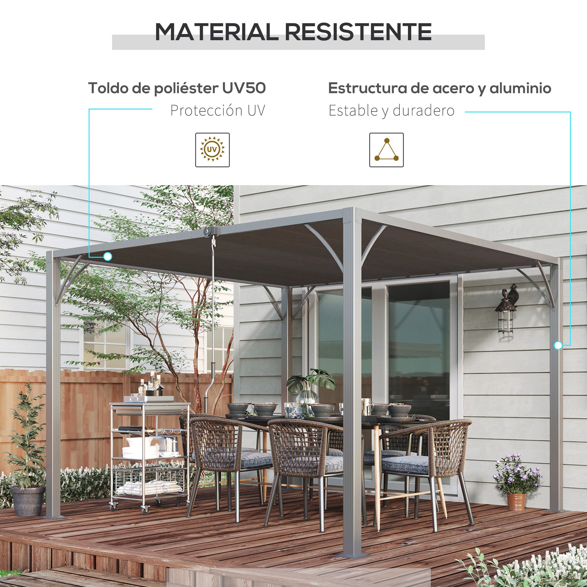 Garden Gazebo 3x3m Aluminum Pergola with Rotating Adjustable Slats Top Design up to 135° and UV 50+ Protection Pavilion for Patio Terrace Balcony Gray