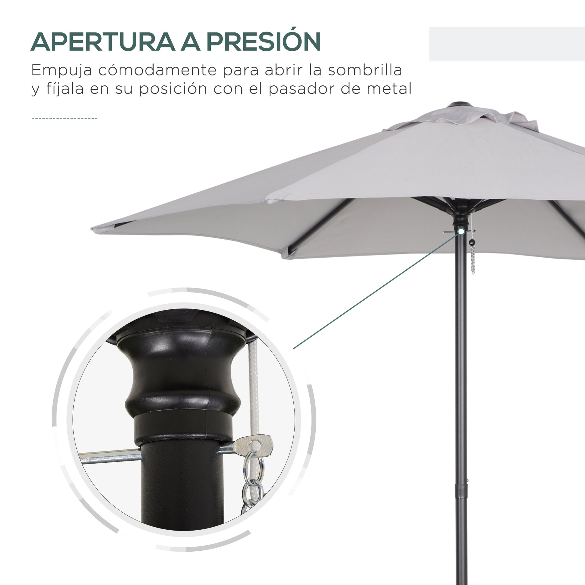 Garden Umbrella Ø2x2 m Outdoor Terrace Parasol with Ventilated Roof and Detachable Aluminum Pole Umbrella for Garden Patio Light Gray