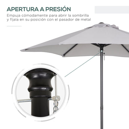 Garden Umbrella Ø2x2 m Outdoor Terrace Parasol with Ventilated Roof and Detachable Aluminum Pole Umbrella for Garden Patio Light Gray