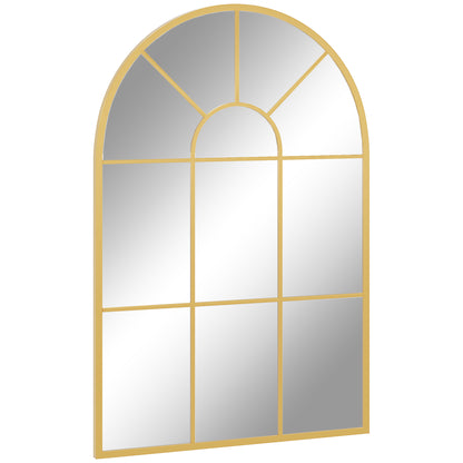 Wall Mirror 91 x 60 cm Window Mirror with Metal Frame Decorative Hanging Mirror Hall Mirror for Bedroom Living Room Gold