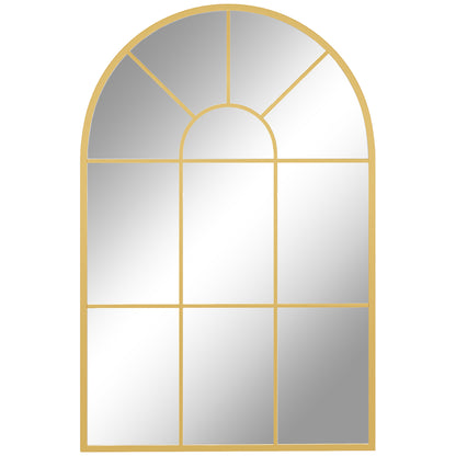 Wall Mirror 91 x 60 cm Window Mirror with Metal Frame Decorative Hanging Mirror Hall Mirror for Bedroom Living Room Gold