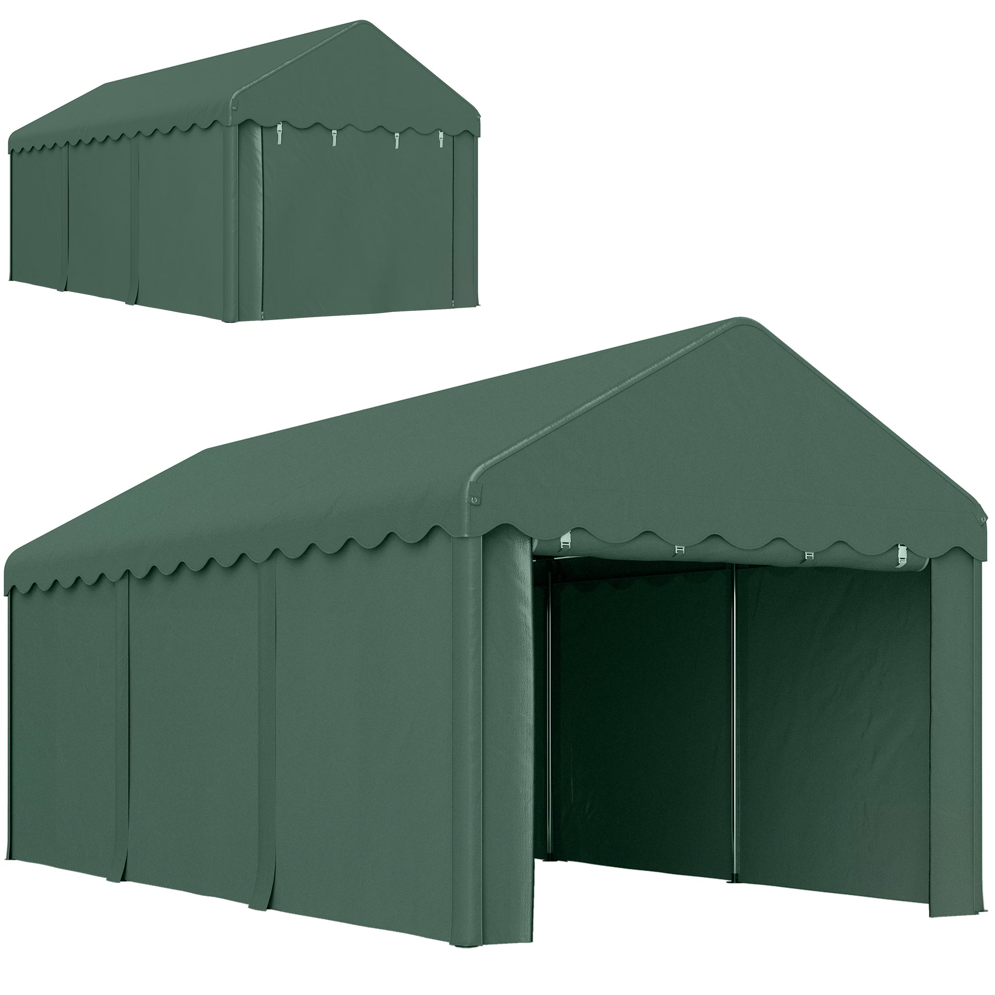 Carport 3x6 m Garage Tent with Roll-up Doors, Roof, Removable Side Walls, UV-Resistant Waterproof Shelter Storage Tent Field Tent Garage Canopy for Car, Truck, SUV, Boat, Green
