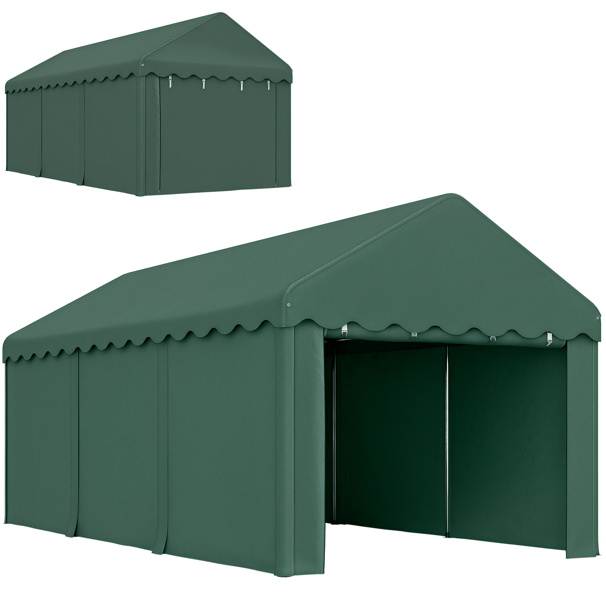 Carport 3x6 m Garage Tent with Roll-up Doors, Roof, Removable Side Walls, UV-Resistant Waterproof Shelter Storage Tent Field Tent Garage Canopy for Car, Truck, SUV, Boat, Green