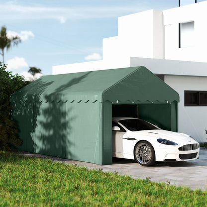 Carport 3x6 m Garage Tent with Roll-up Doors, Roof, Removable Side Walls, UV-Resistant Waterproof Shelter Storage Tent Field Tent Garage Canopy for Car, Truck, SUV, Boat, Green