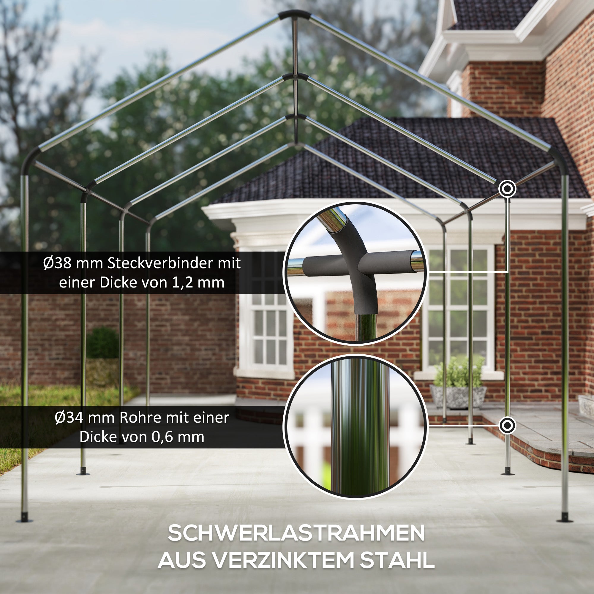 Carport 3x6 m Garage Tent with Roll-up Doors, Roof, Removable Side Walls, UV-Resistant Waterproof Shelter Storage Tent Field Tent Garage Canopy for Car, Truck, SUV, Boat, Green