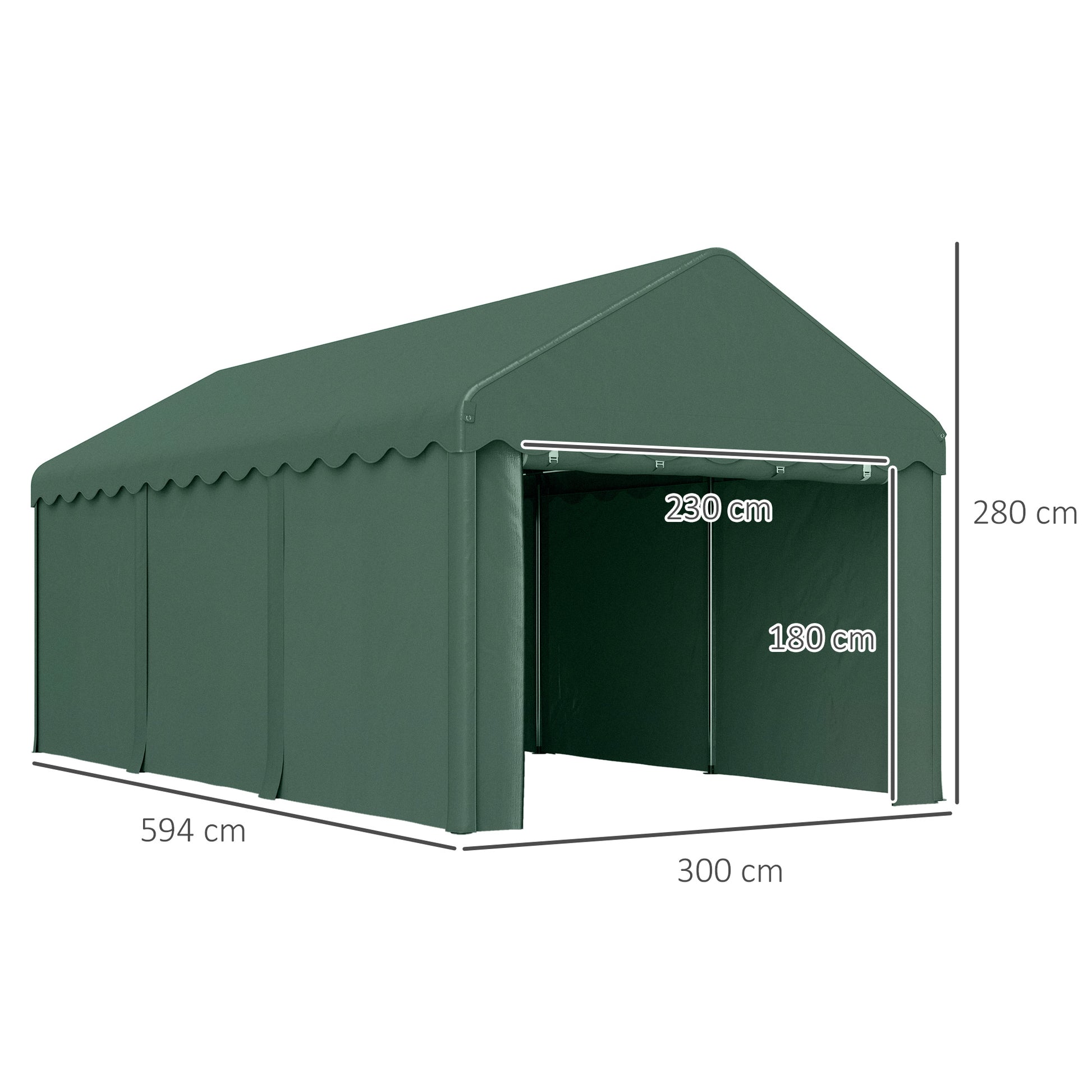 Carport 3x6 m Garage Tent with Roll-up Doors, Roof, Removable Side Walls, UV-Resistant Waterproof Shelter Storage Tent Field Tent Garage Canopy for Car, Truck, SUV, Boat, Green