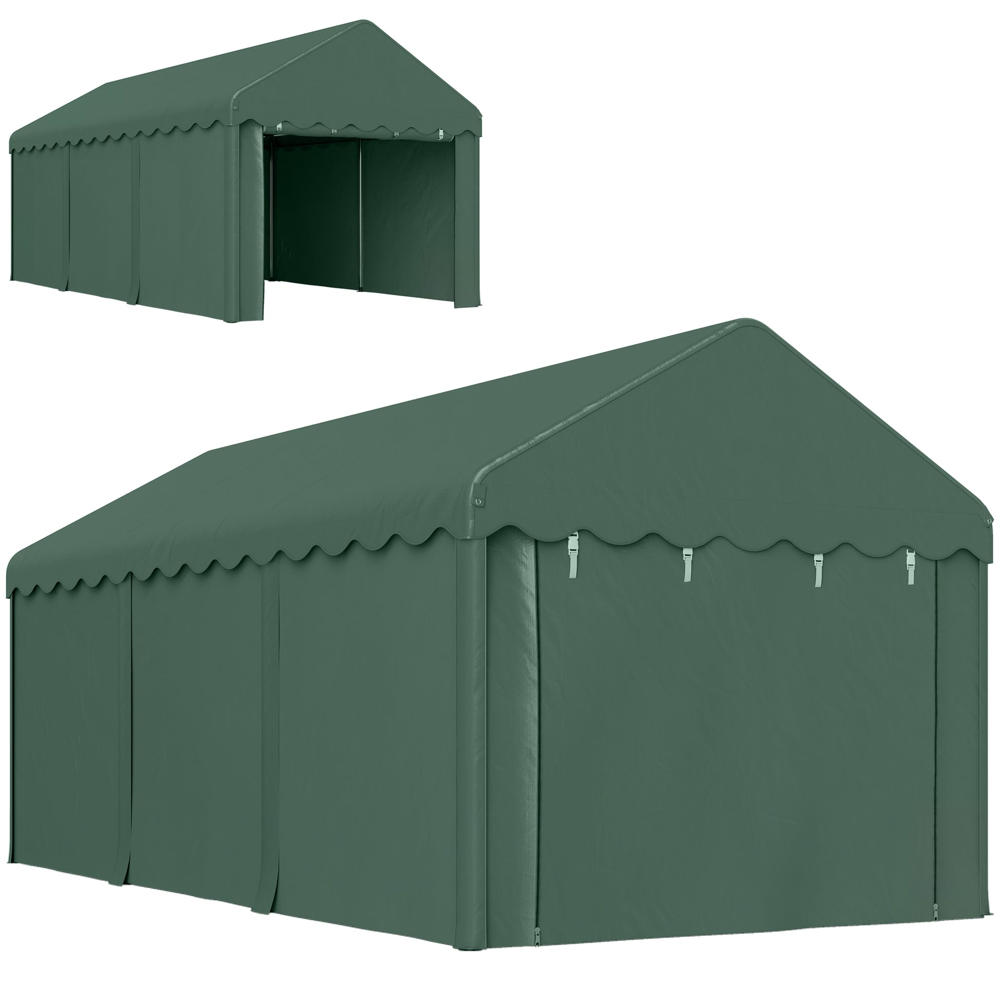 Carport 3x6 m Garage Tent with Roll-up Doors, Roof, Removable Side Walls, UV-Resistant Waterproof Shelter Storage Tent Field Tent Garage Canopy for Car, Truck, SUV, Boat, Green
