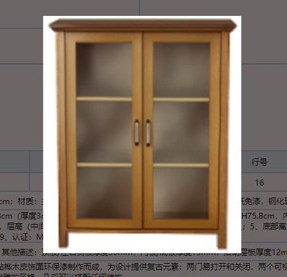 Auxiliary Sideboard with 2 Glass Doors Multi-purpose Living Room Cabinet with 2 Adjustable Interior Shelves Retro Style for Bathroom Kitchen Dining Room 66x31.8x86.8 cm Walnut