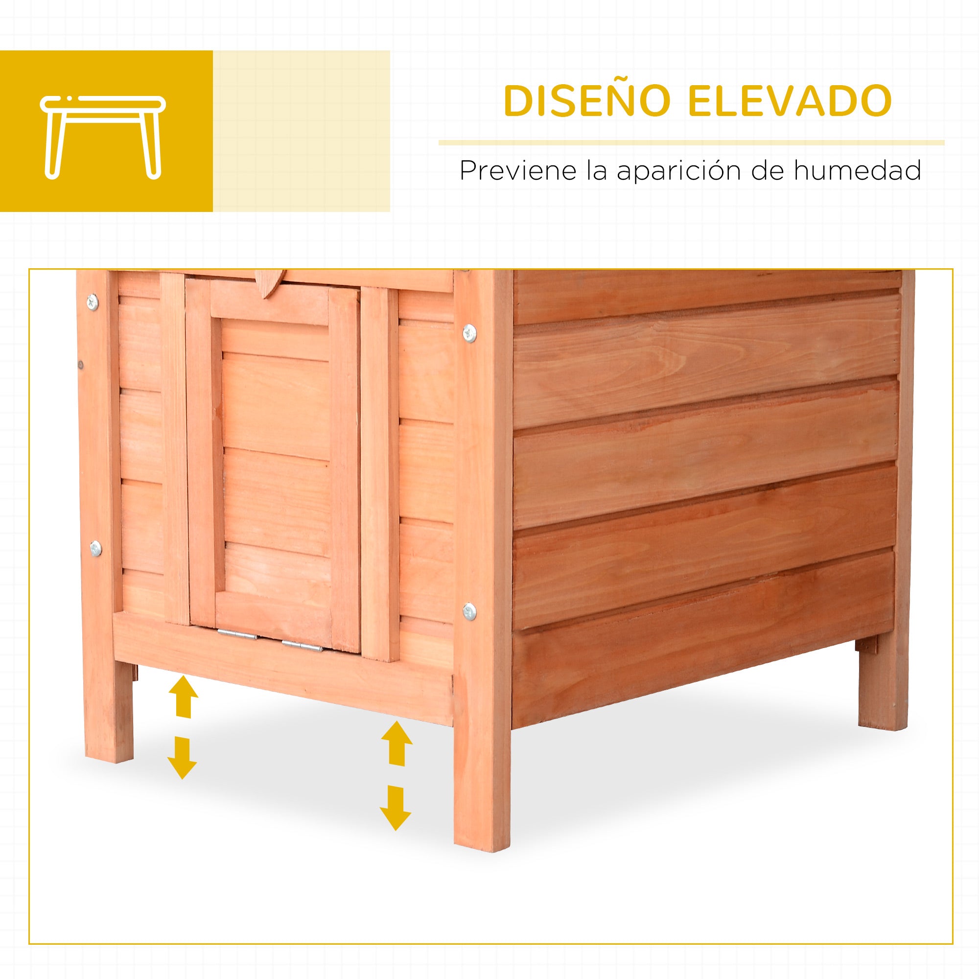 Wooden Rabbit Hutch Outdoor Cage Shelter for Small Pets with Flip-Top Asphalt Roof and Non-slip Ramp 42x51x43 cm Natural