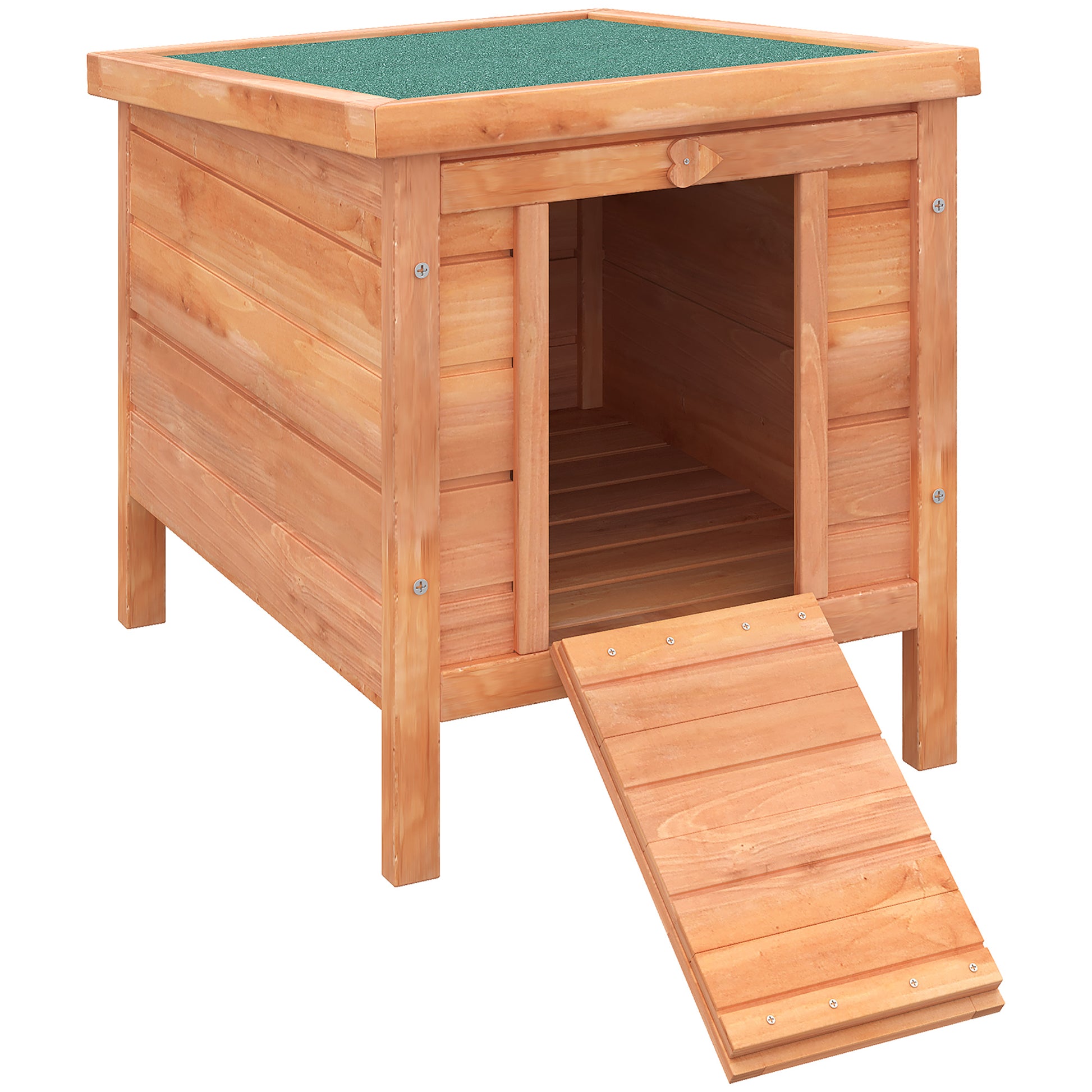 Wooden Rabbit Hutch Outdoor Cage Shelter for Small Pets with Flip-Top Asphalt Roof and Non-slip Ramp 42x51x43 cm Natural