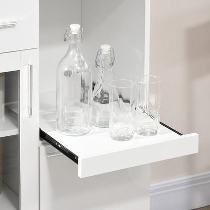 Modern Sideboard with Cabinets and Drawer, Space-Saving Kitchen Cabinet in Wood and Glass 60x40x95cm, White