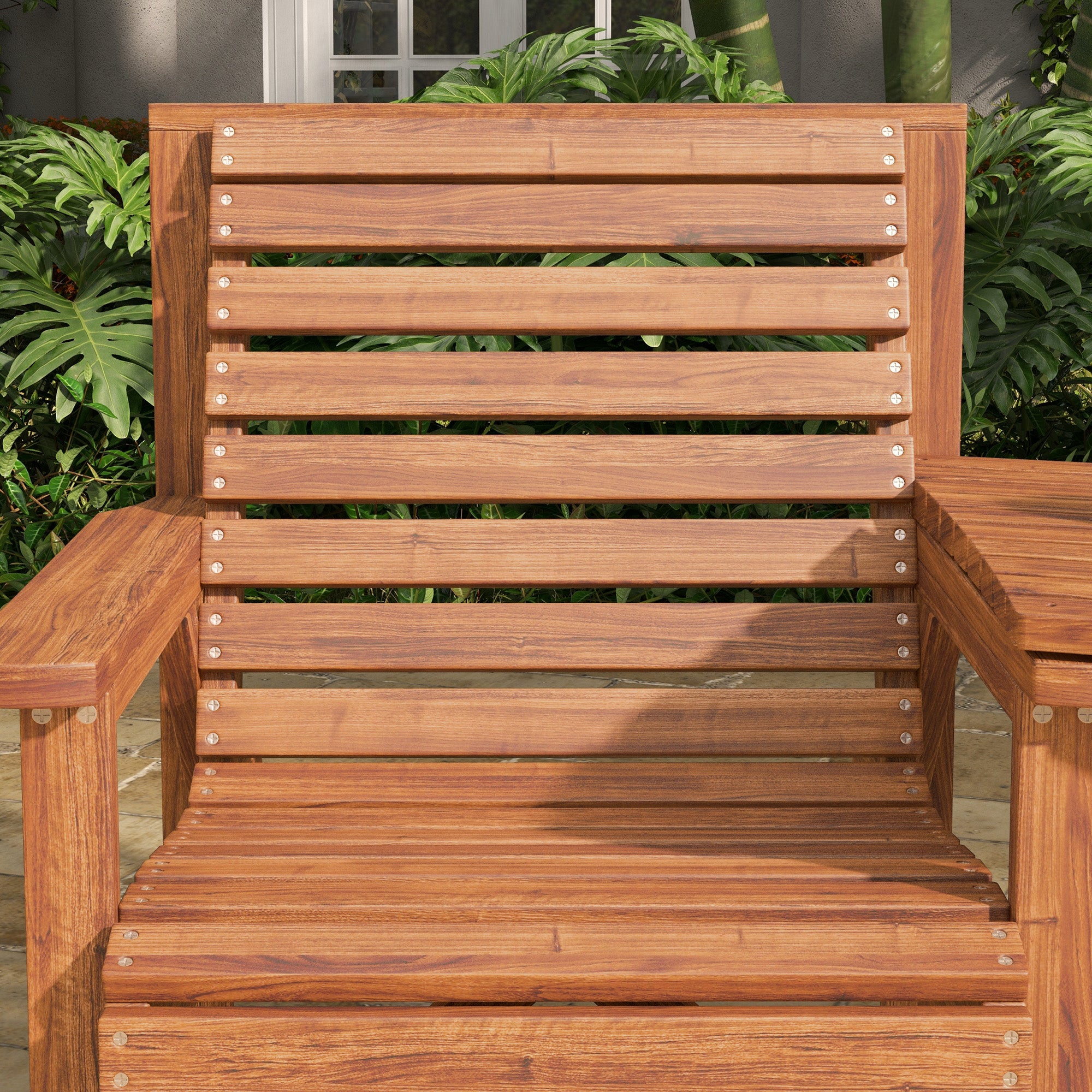 3-Piece Weatherproof Charred Pine Bistro Set — Slatted Design, Umbrella Hole, Outdoor Balcony Seating