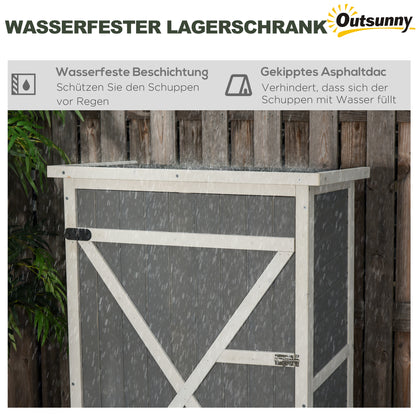 Wooden Garden Cabinet, Weatherproof Tool Shed 75x56x115cm, Shed with Door, Shelves, Tool Cabinet, Garden House Tool Shed for Garden, Patio, Backyard, Lawn, Gray