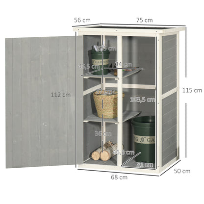 Wooden Garden Cabinet, Weatherproof Tool Shed 75x56x115cm, Shed with Door, Shelves, Tool Cabinet, Garden House Tool Shed for Garden, Patio, Backyard, Lawn, Gray