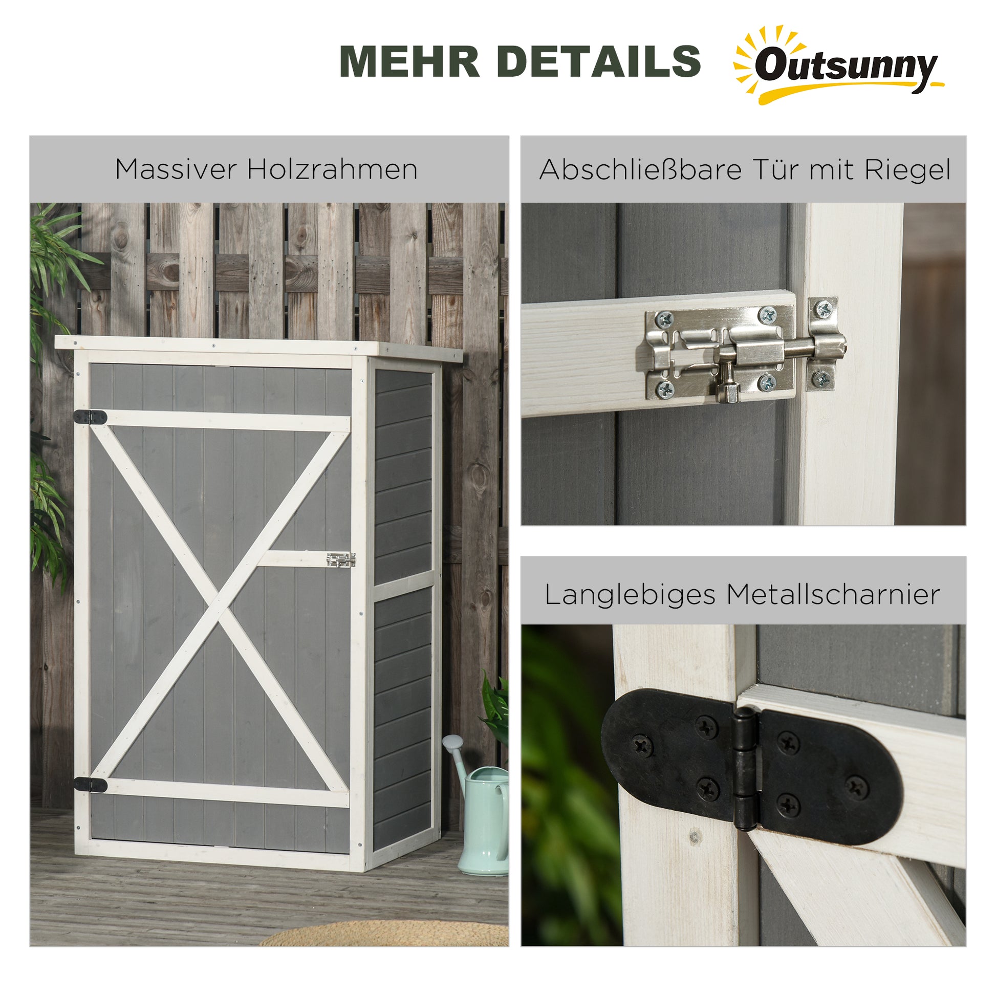 Wooden Garden Cabinet, Weatherproof Tool Shed 75x56x115cm, Shed with Door, Shelves, Tool Cabinet, Garden House Tool Shed for Garden, Patio, Backyard, Lawn, Gray
