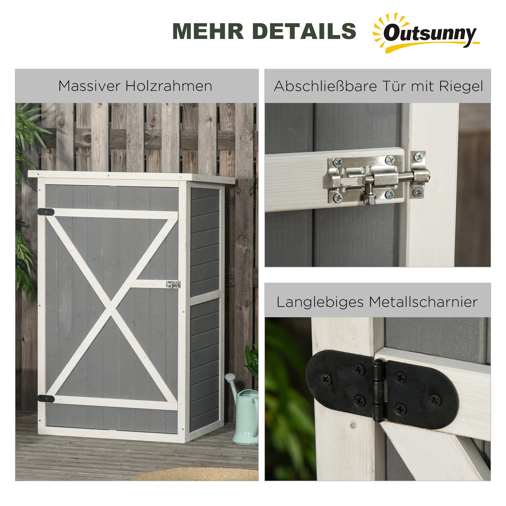 Wooden Garden Cabinet, Weatherproof Tool Shed 75x56x115cm, Shed with Door, Shelves, Tool Cabinet, Garden House Tool Shed for Garden, Patio, Backyard, Lawn, Gray