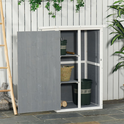 Wooden Garden Cabinet, Weatherproof Tool Shed 75x56x115cm, Shed with Door, Shelves, Tool Cabinet, Garden House Tool Shed for Garden, Patio, Backyard, Lawn, Gray