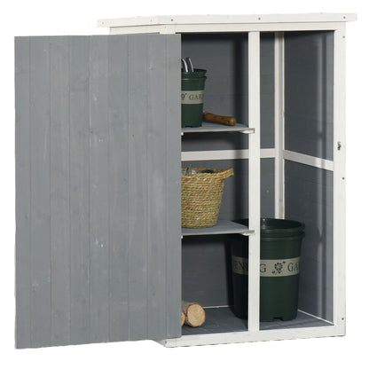 Wooden Garden Cabinet, Weatherproof Tool Shed 75x56x115cm, Shed with Door, Shelves, Tool Cabinet, Garden House Tool Shed for Garden, Patio, Backyard, Lawn, Gray