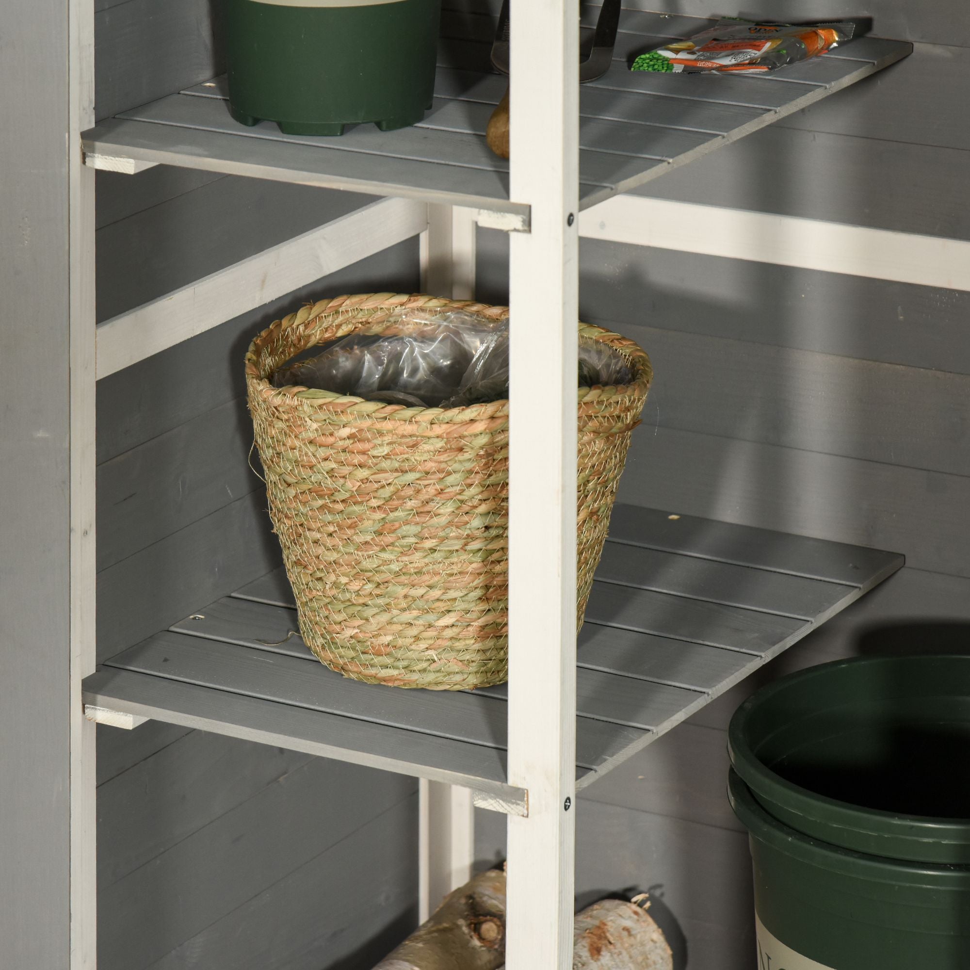 Wooden Garden Cabinet, Weatherproof Tool Shed 75x56x115cm, Shed with Door, Shelves, Tool Cabinet, Garden House Tool Shed for Garden, Patio, Backyard, Lawn, Gray