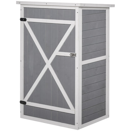 Wooden Garden Cabinet, Weatherproof Tool Shed 75x56x115cm, Shed with Door, Shelves, Tool Cabinet, Garden House Tool Shed for Garden, Patio, Backyard, Lawn, Gray