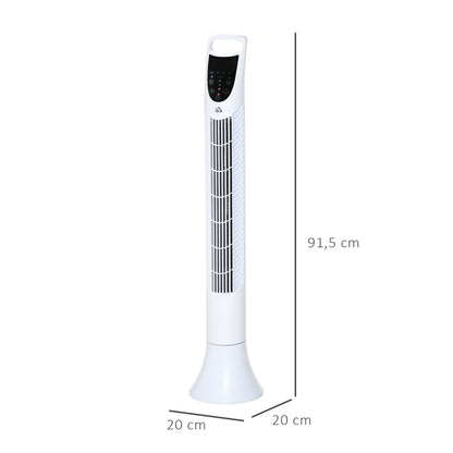 Silent Column Fan 40W Timer 3 Speeds 3 Modes Remote Control 70° Oscillating Touch Control Panel Floor Fan Height 91.5cm White