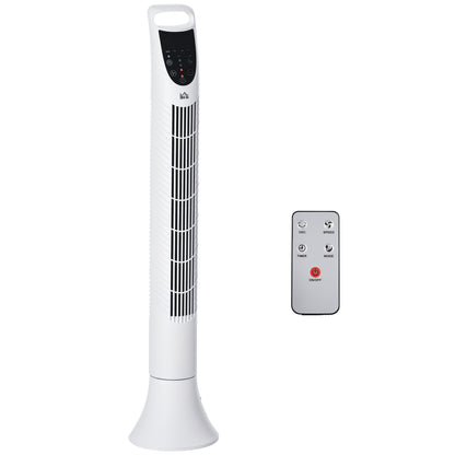Silent Column Fan 40W Timer 3 Speeds 3 Modes Remote Control 70° Oscillating Touch Control Panel Floor Fan Height 91.5cm White