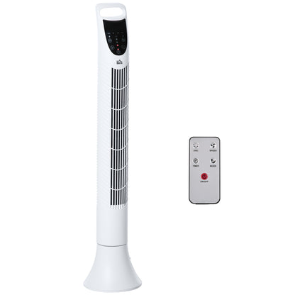 Silent Column Fan 40W Timer 3 Speeds 3 Modes Remote Control 70° Oscillating Touch Control Panel Floor Fan Height 91.5cm White