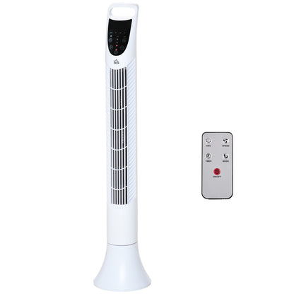 Silent Column Fan 40W Timer 3 Speeds 3 Modes Remote Control 70° Oscillating Touch Control Panel Floor Fan Height 91.5cm White